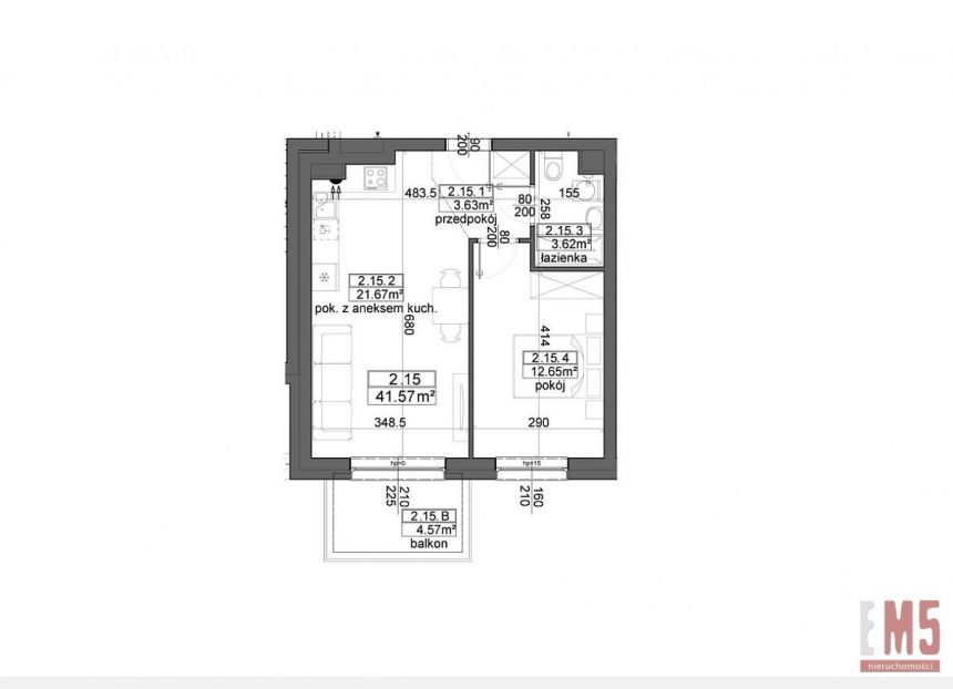 Porosły, 399 000 zł, 41.57 m2, pietro 1 miniaturka 4