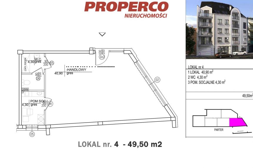 Lokal usługowy 49,50m2, centrum, Kielce miniaturka 4