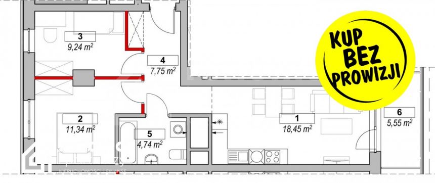 Poznań Naramowice, 458 013 zł, 51.52 m2, M3 miniaturka 6