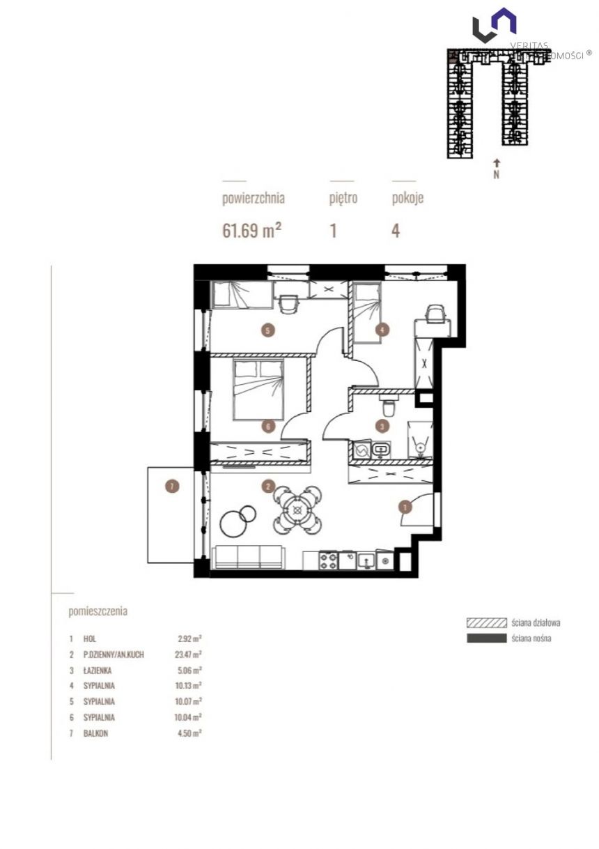 Katowice Dolina Trzech Stawów, 764 956 zł, 61.69 m2, M4 miniaturka 2