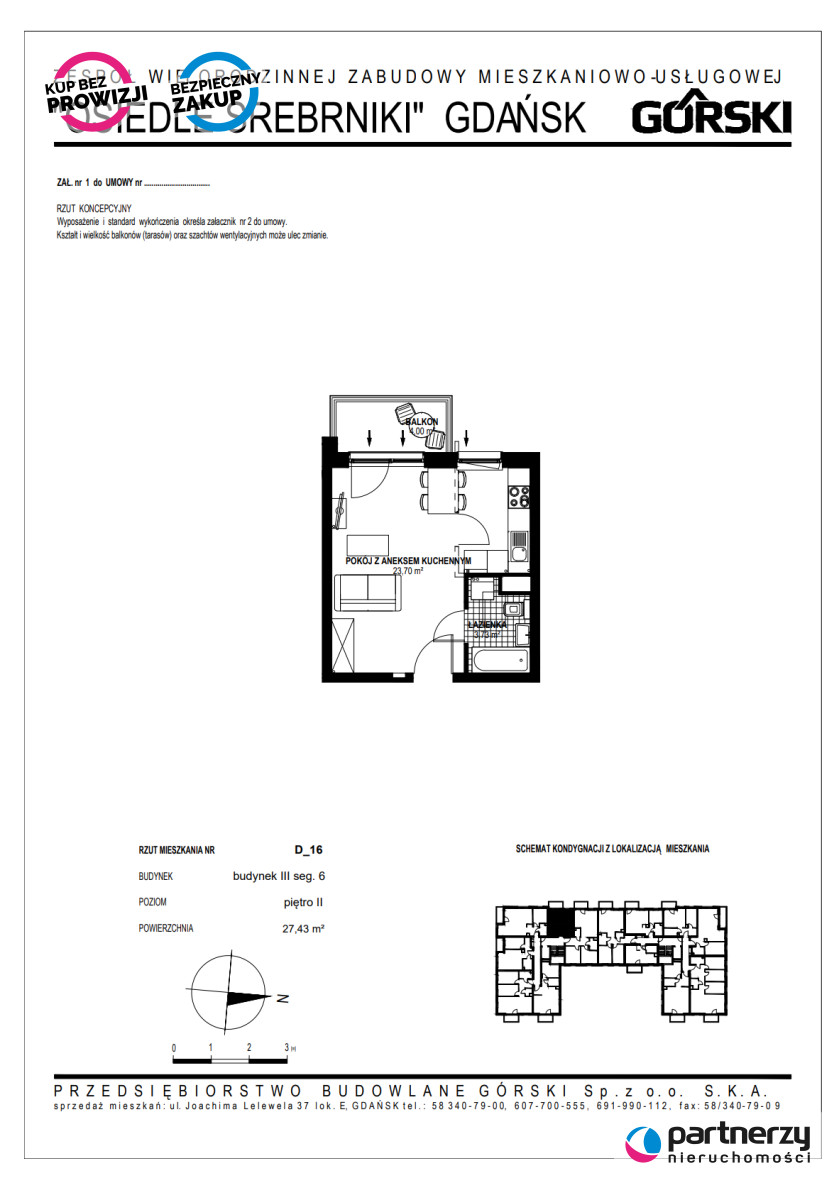 Gdańsk Piecki-Migowo, 499 000 zł, 27.4 m2, pietro 2/6 - zdjęcie 1