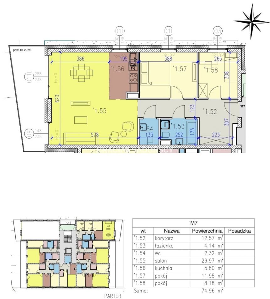 74m2 3pok+balkon widok na Park Prądnik Czerwony miniaturka 7