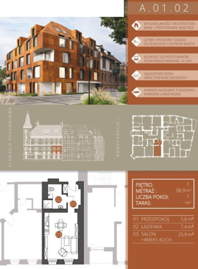 Śliczne mieszk. loftowe 39,04m2/Wrocław Jedności Narodwowej miniaturka 10