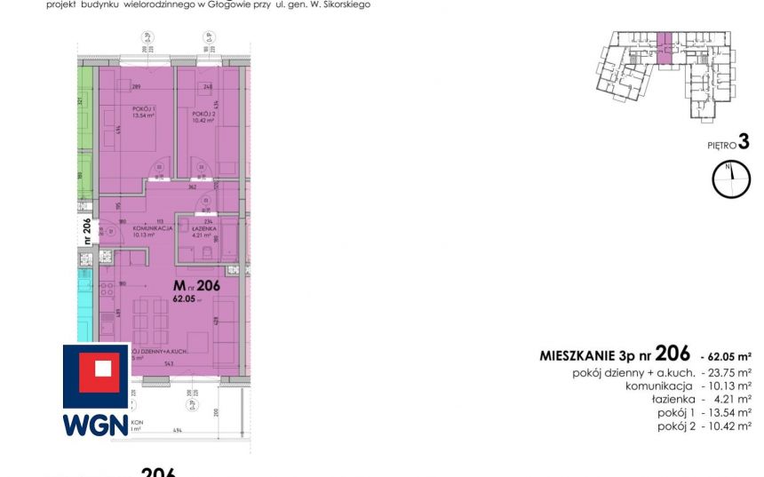 Głogów, 521 220 zł, 62.05 m2, z balkonem miniaturka 4