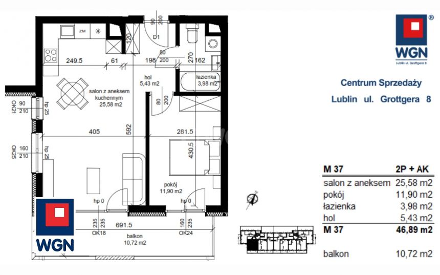 Łęczna, 431 388 zł, 46.89 m2, z balkonem miniaturka 5