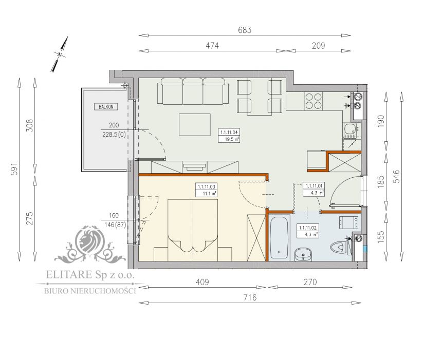 Mieszkanie nowe 2pok, 39,20m2 balkon / Krzyki, Księże Wielkie, Wrocław miniaturka 5