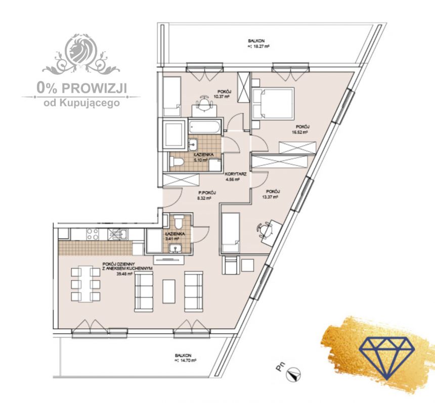 GOTOWE/Mieszkanie 4pok, 101,13m2 z 2 balkonami/Wrocław Szczepin miniaturka 16