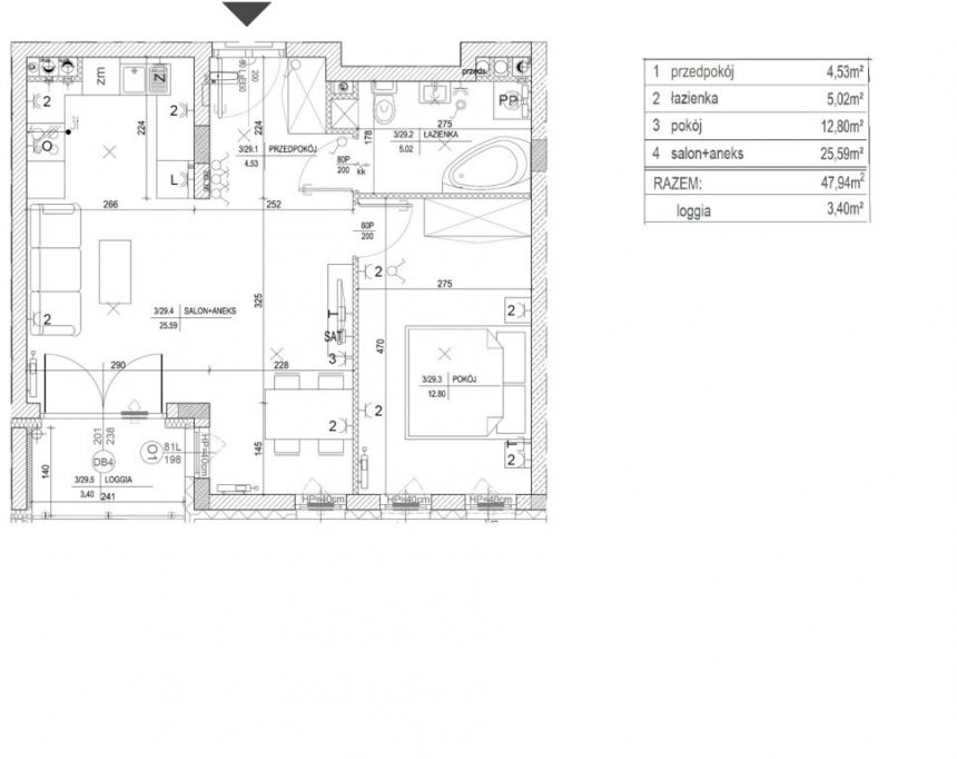Mieszkania 47,94 m2, 2 pokoje, Centrum miniaturka 5