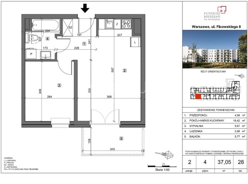 Słoneczne 2 pokoje na Żoliborzu z balkonem miniaturka 7