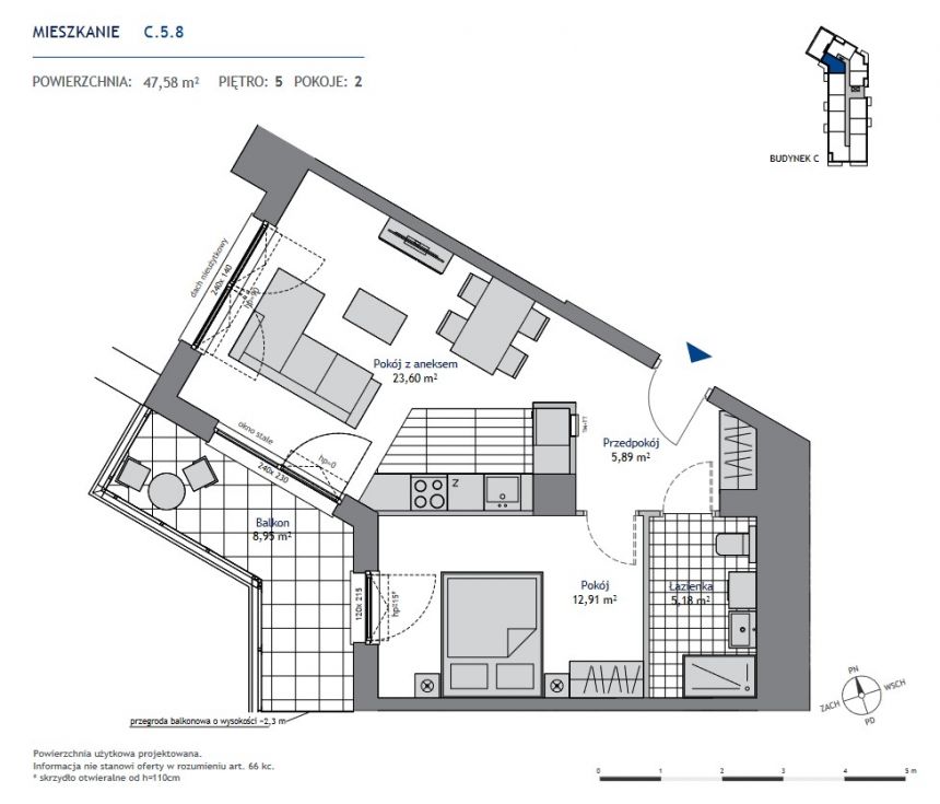 2 pokoje Nowa Dąbrowa 47 m2 świetna lokalizacja! miniaturka 6