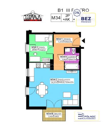 46m2 Oś Świętokrz. Balkon Deweloperskie od 25 m2