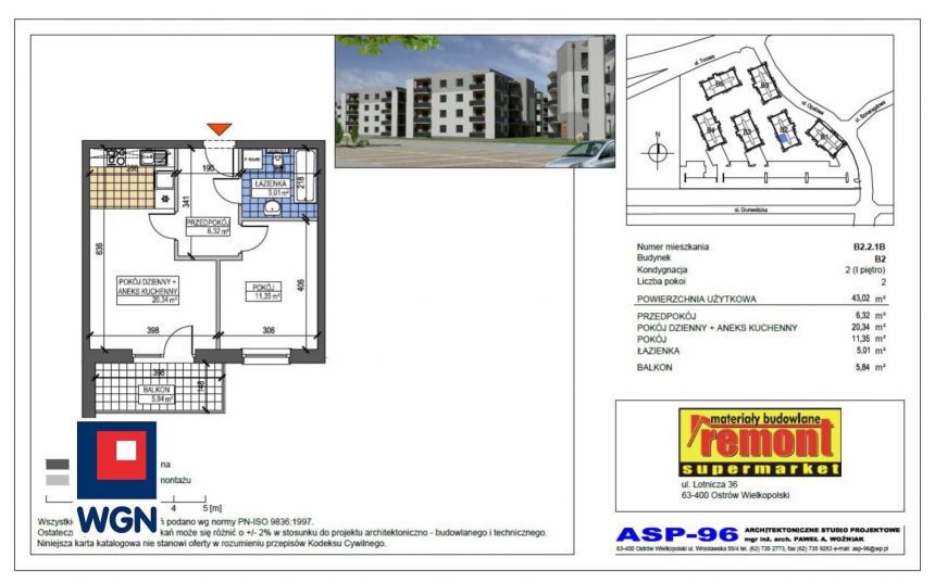 Ostrów Wielkopolski Wenecja, 365 670 zł, 43.02 m2, 2 pokojowe miniaturka 6