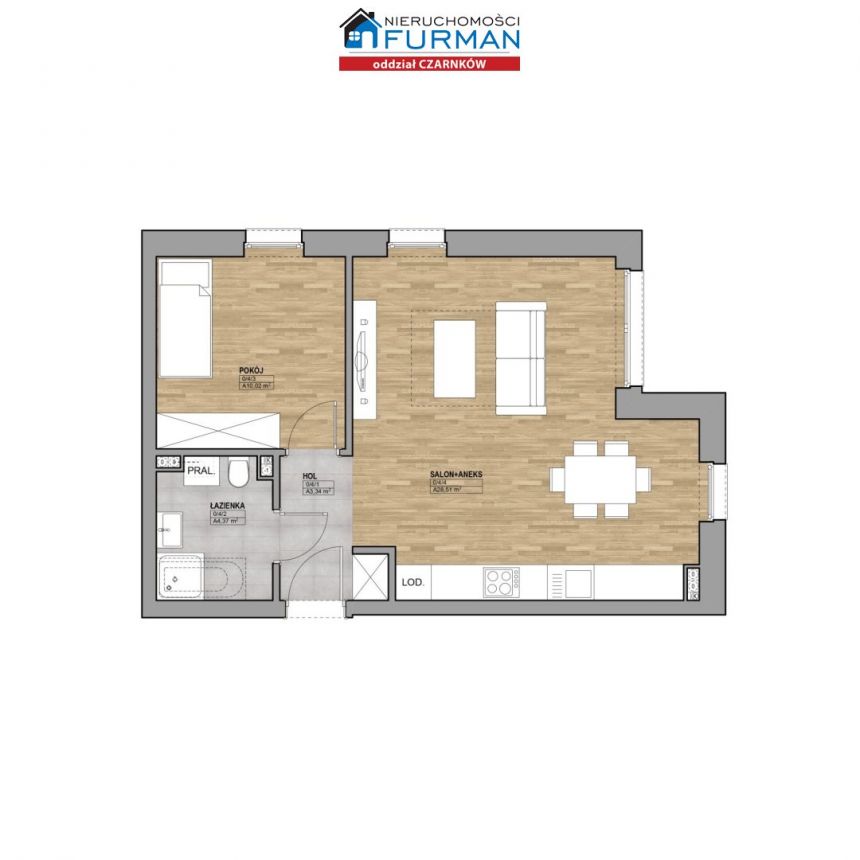 Trzcianka, 359 000 zł, 46.23 m2, w bloku miniaturka 2