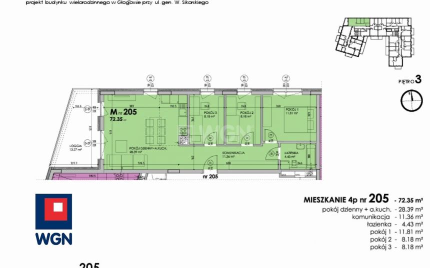 Głogów, 607 740 zł, 72.35 m2, do wykończenia miniaturka 3