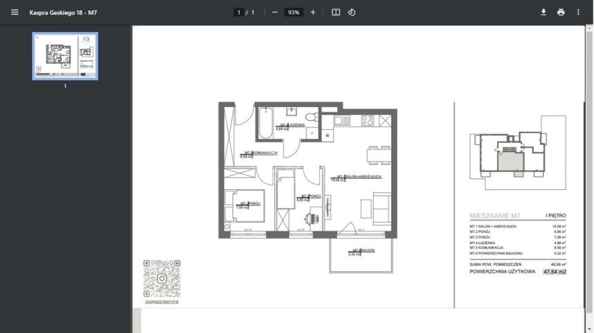 Komfortowe i nowoczesne mieszkanie 48,62m2 miniaturka 3