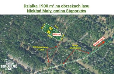 Działka 1900 m² na skraju lasu, Niekłań Mały