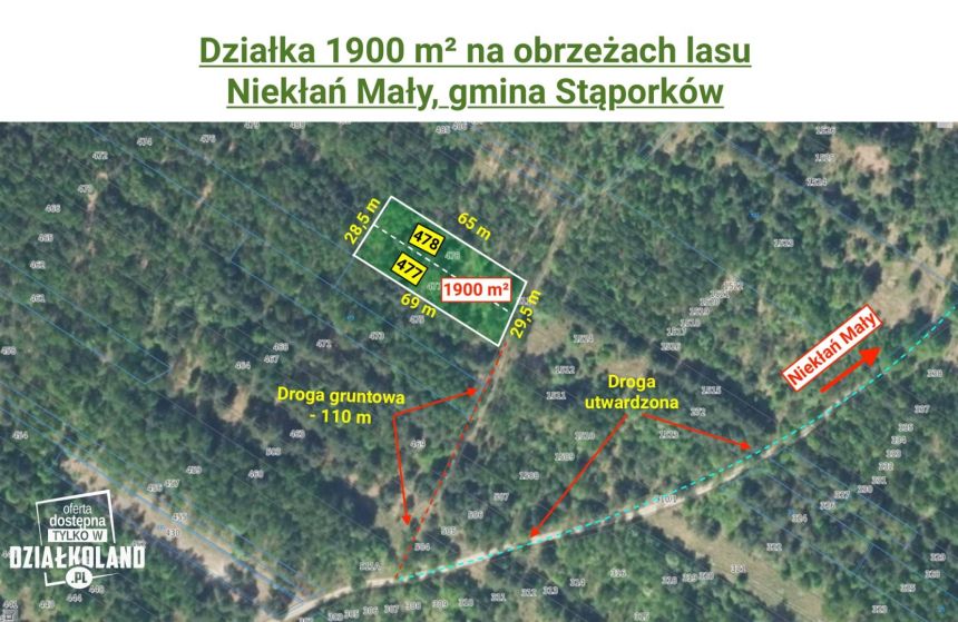 Działka 1900 m² na skraju lasu, Niekłań Mały - zdjęcie 1