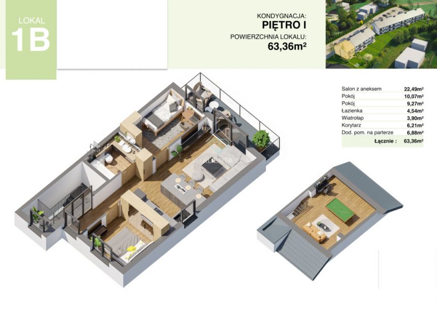 Mieszkanie 3 pokojowe + 20 m poddasze! miniaturka 3