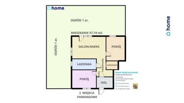 Mieszkanie 3pok. 58m2 + ogródek 1ar + 2 x parking