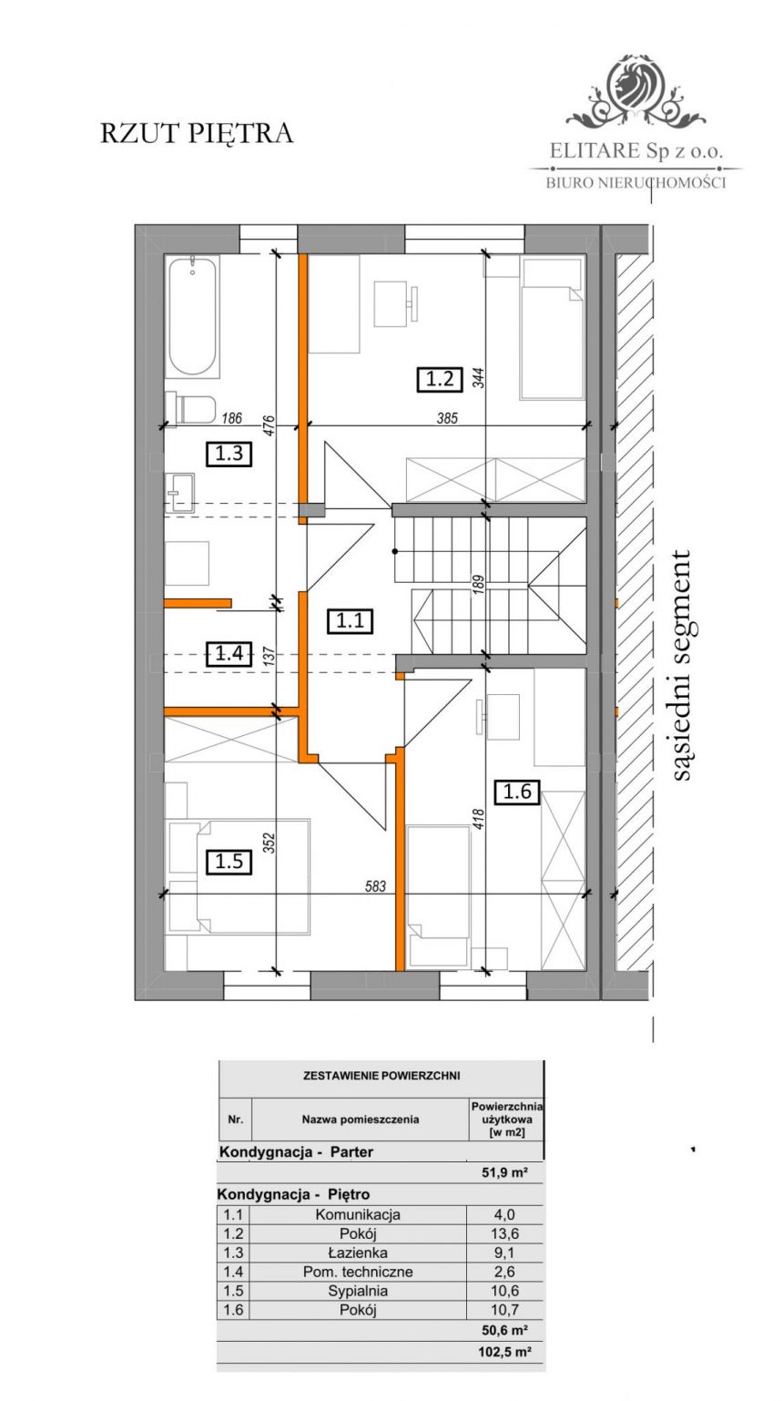 DOM szereg środkowy 102,50m2 z działką 322m2m2, Iwiny Siechnice miniaturka 3