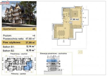 Zakopane, 1 861 510 zł, 38 m2, pietro 4, 4
