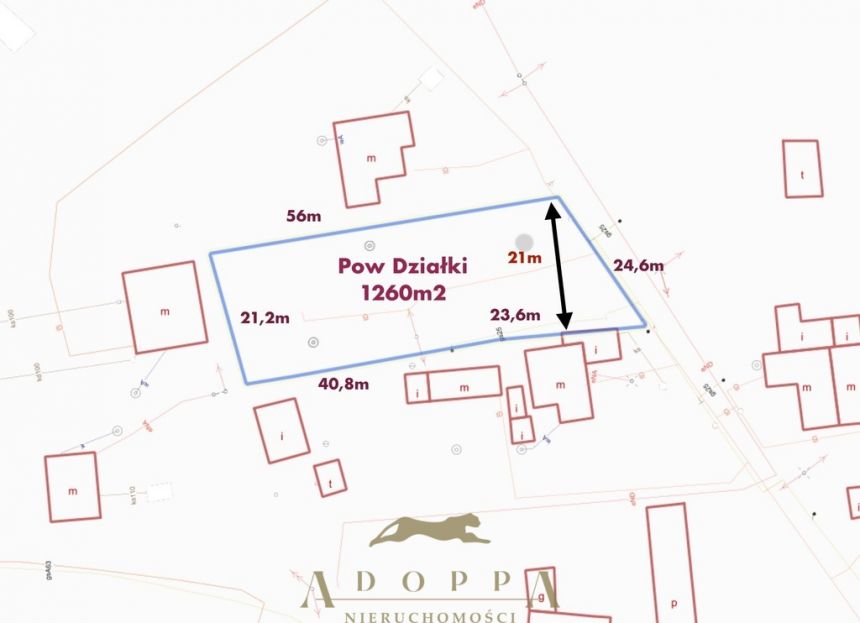 Działka budowlana 1260m2 Myszków/Nierada 21m x 53m miniaturka 2