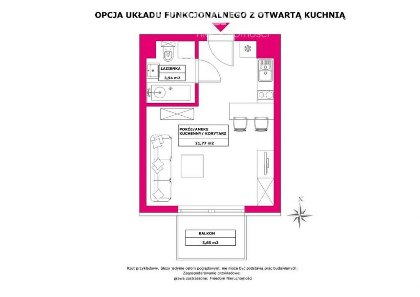 Nowe mieszkanie typu studio, 25,81 m2 miniaturka 3