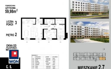 Głogów, 425 858 zł, 59.98 m2, pietro 2, 5