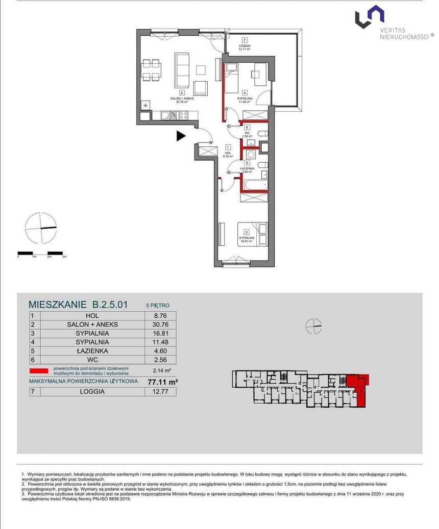 Katowice Koszutka, 693 941 zł, 77.11 m2, pietro 5 miniaturka 2