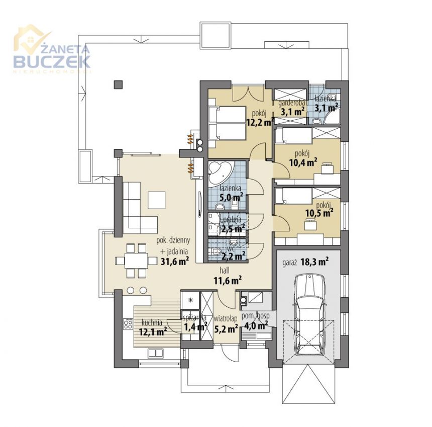 Brochów, 730 000 zł, 133.2 m2, z cegły miniaturka 6