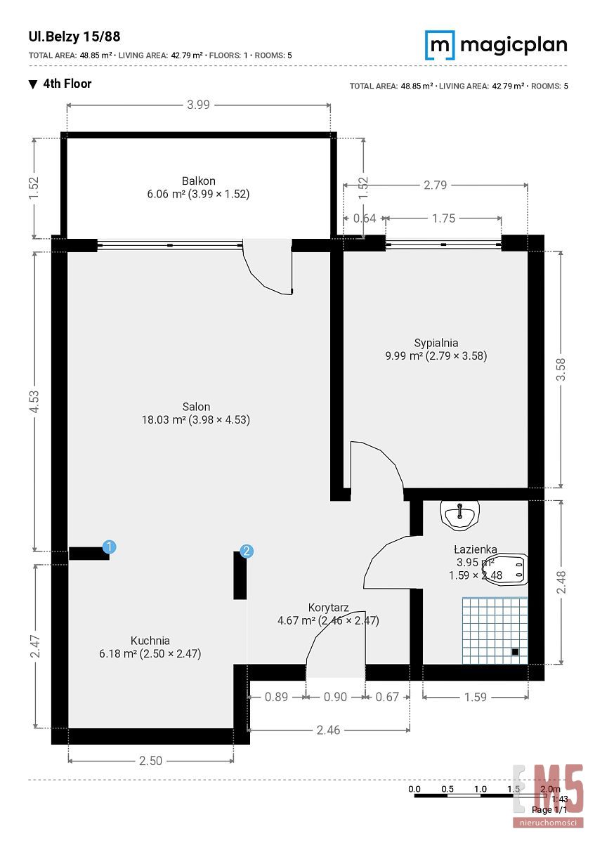 Białystok Białostoczek, 539 000 zł, 43 m2, pietro 5 miniaturka 2