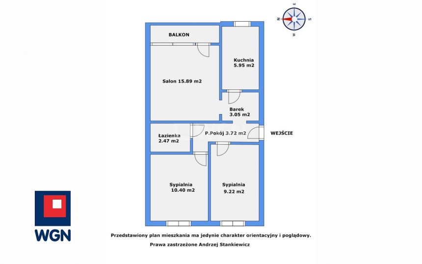 Warszawa Bielany, 599 000 zł, 50.7 m2, z loggią miniaturka 9