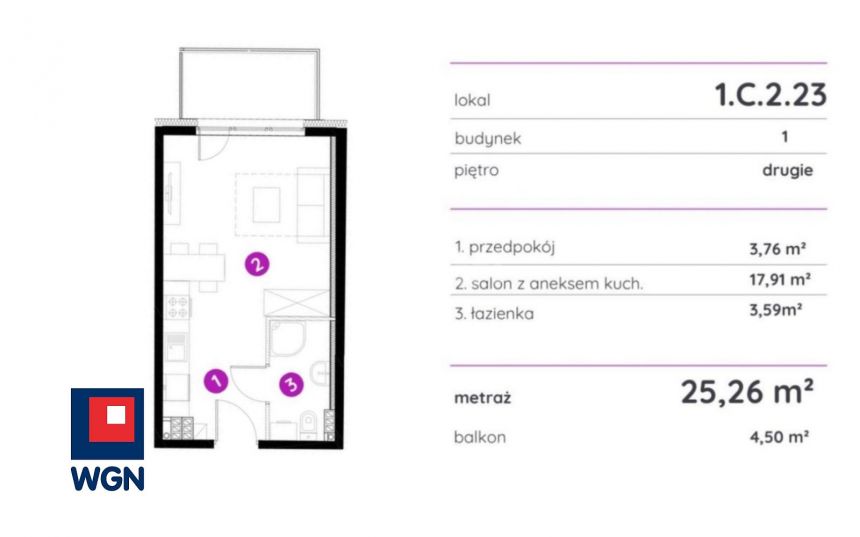 Gdańsk, 358 590 zł, 25.26 m2, aneks kuchenny miniaturka 4