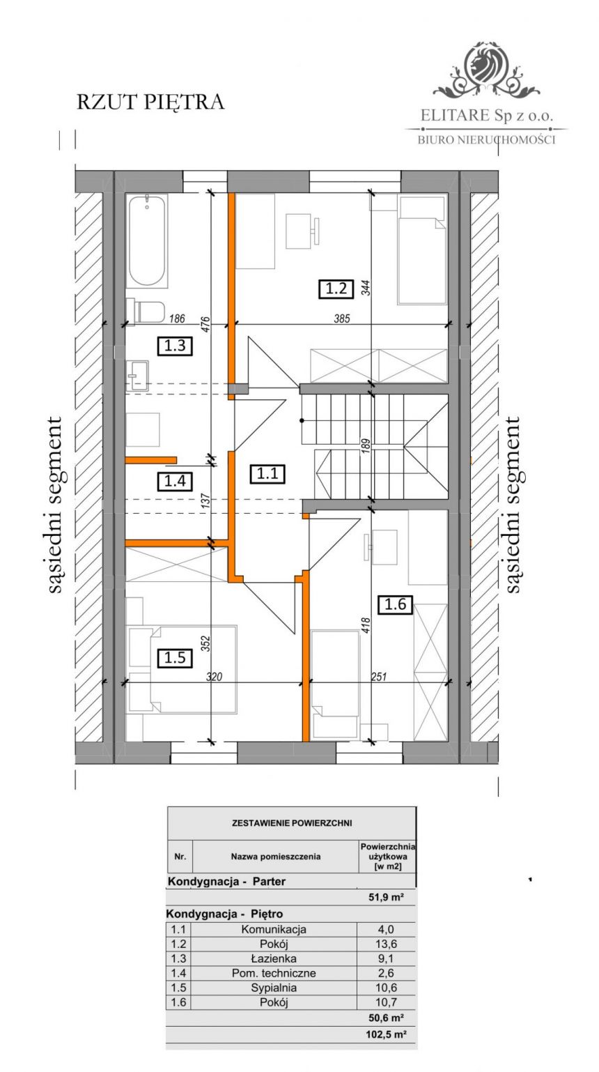 DOM szereg środkowy 102,50m2 z działką 148m2m2, Iwiny Siechnice miniaturka 14