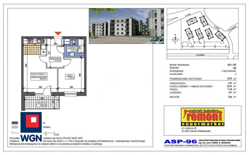 Ostrów Wielkopolski Wenecja, 365 670 zł, 43.02 m2, 2 pokojowe miniaturka 2