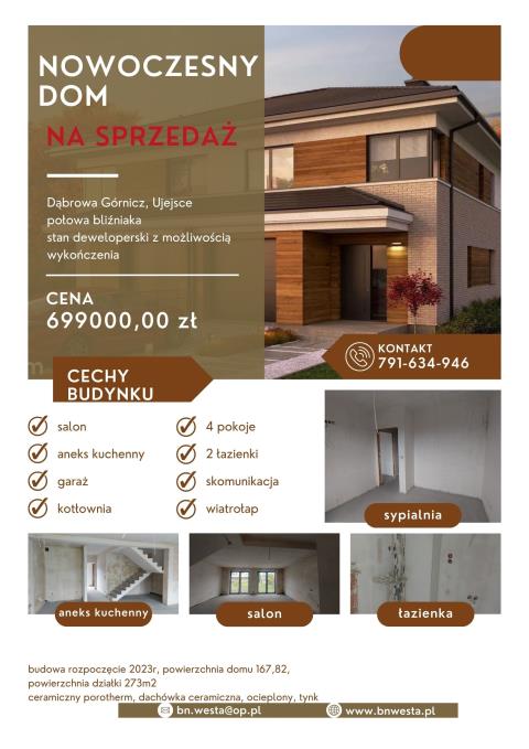 Dąbrowa Górnicza Ujejsce, 699 000 zł, 167.82 m2, do wykończenia miniaturka 3