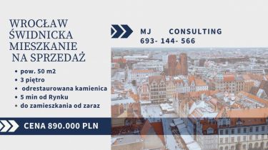 Wrocław Stare Miasto, 890 000 zł, 50 m2, M3
