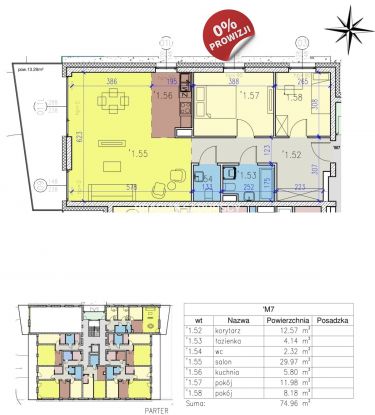 74m2 3pok+balkon widok na Park Prądnik Czerwony