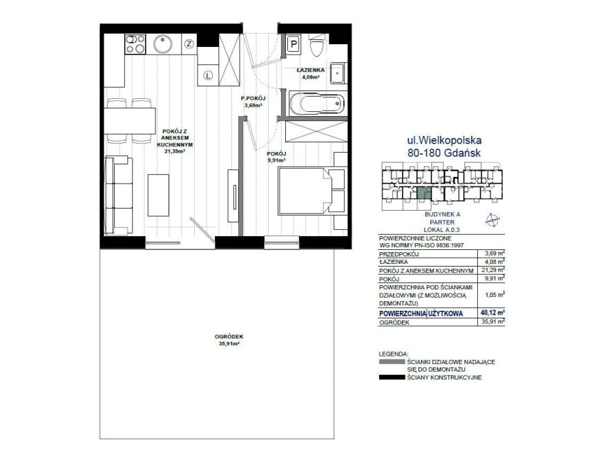 Gdańsk Łostowice, 369 104 zł, 40.12 m2, parter/4 - zdjęcie 1
