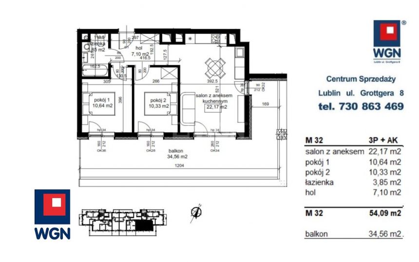 Łęczna, 524 673 zł, 54.09 m2, kuchnia z oknem miniaturka 2