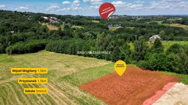 6 arów budowlanej, piękna panorama, Mogilany