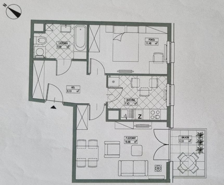 Kraków Czyżyny, 870 000 zł, 48.74 m2, z balkonem miniaturka 25