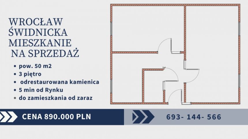 Wrocław Stare Miasto, 890 000 zł, 50 m2, M3 miniaturka 2