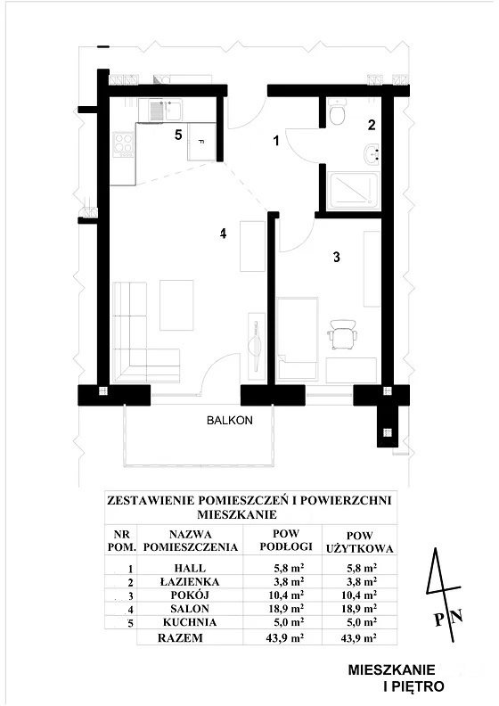 Apartament 2 pokojowy z parkingiem i komórką miniaturka 11