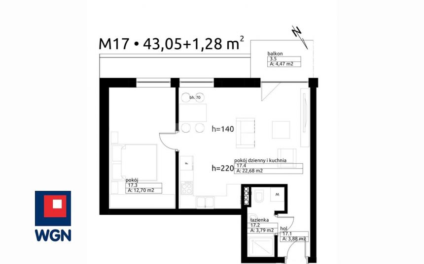 Wieluń, 387 020 zł, 43.05 m2, 2 pokojowe miniaturka 2