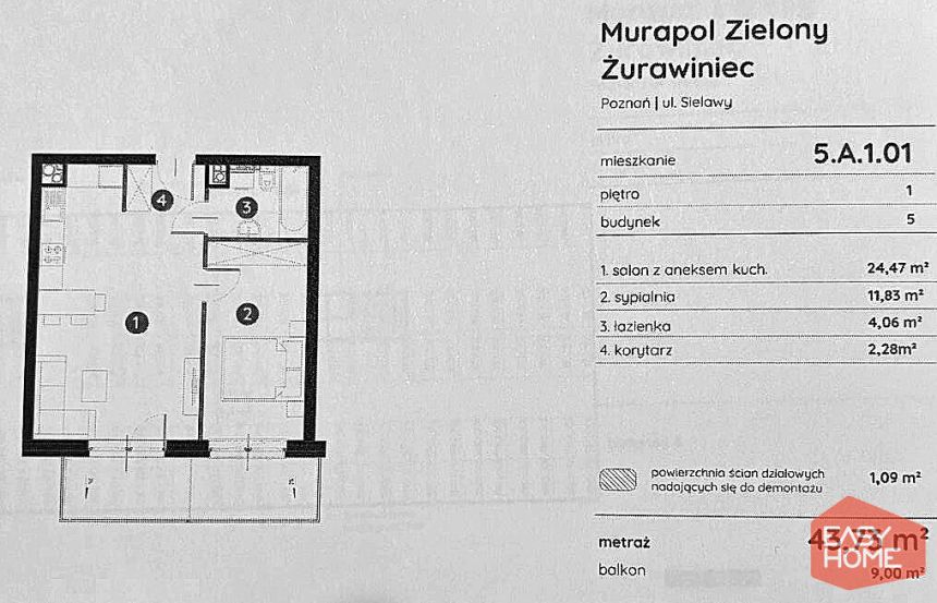 2 pokoje, stan deweloperski, balkon, parking miniaturka 10
