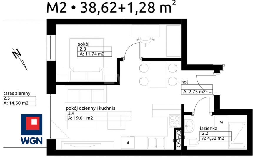 Wieluń, 347 194 zł, 38.62 m2, oddzielna kuchnia miniaturka 4