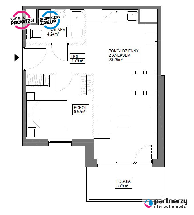 Gdańsk Letnica, 949 000 zł, 43.41 m2, 2 pokojowe miniaturka 21