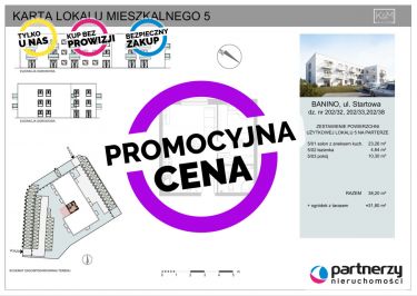 Banino, 389 640 zł, 38.2 m2, z balkonem