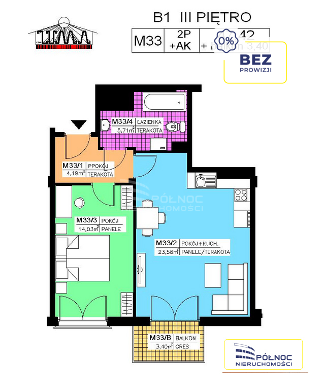 48m2 Przy Oś Świętokrz BALKON Mieszkania od 25m2 miniaturka 1